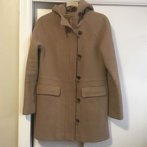 J. Crew Factory wool duffle coat in camel, size 2